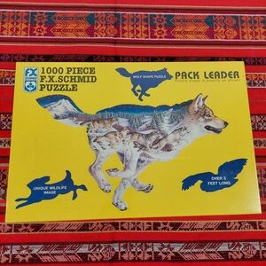 F.X. Schmid 100 Piece Jigsaw Puzzle Pack Leader Wolf Shaped Vintage Sally Smith